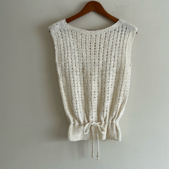 Vintage Sweaters - Sweet Vintage Off White Hand Crochet Sweater Vest Size Small